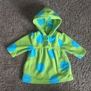 🌸 3/$12 hooded polka-dot fleece pullover size 3 mon